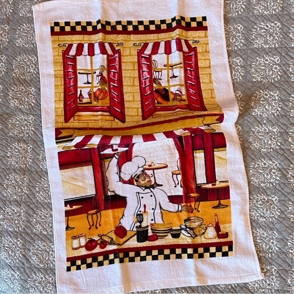 Cute Italian Chef Tea Towels and Pot Holders Set for Kitchen NWT - Picture 2 of 7